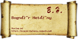 Bognár Hetény névjegykártya